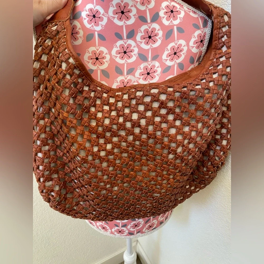 Marta Ponti Brown leather and canvas Woven Women's Bag NWT - Picture 2 of 5